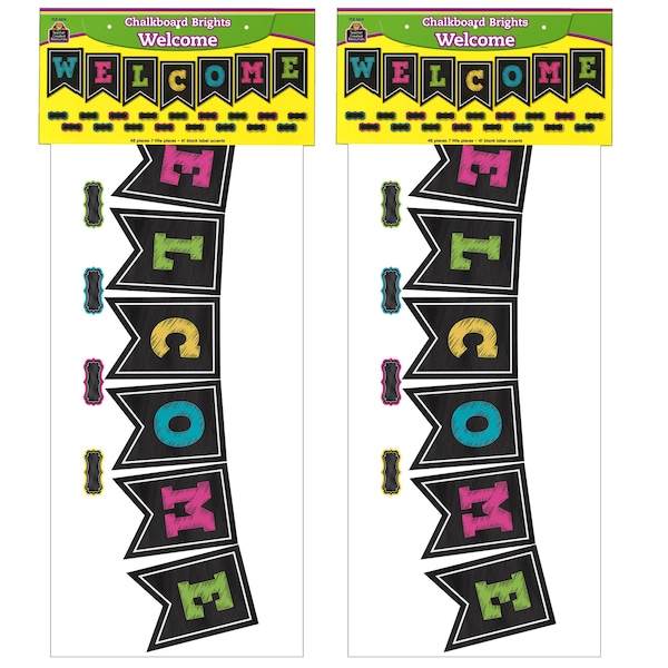 Teacher Created Resources Chalkboard Brights Pennants Welcome Bulletin Board Display, PK2 5614 - main